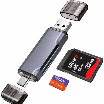 Dual Slot SD/MicroSD Card Reader (USB 3.0 & Type-C) - Gray