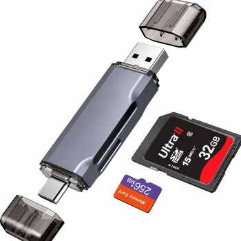 Dual Slot SD/MicroSD Card Reader (USB 3.0 & Type-C) - Gray