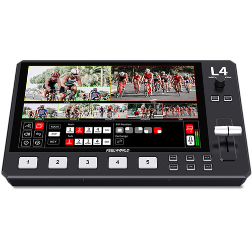 FeelWorld L4 HDMI Livestream Switcher with 10.1" LCD Monitor