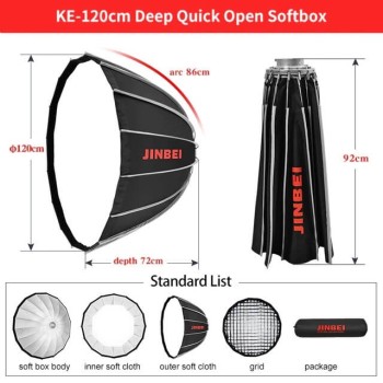Jinbei KE-120 Deep Quick Open Softbox with Grids