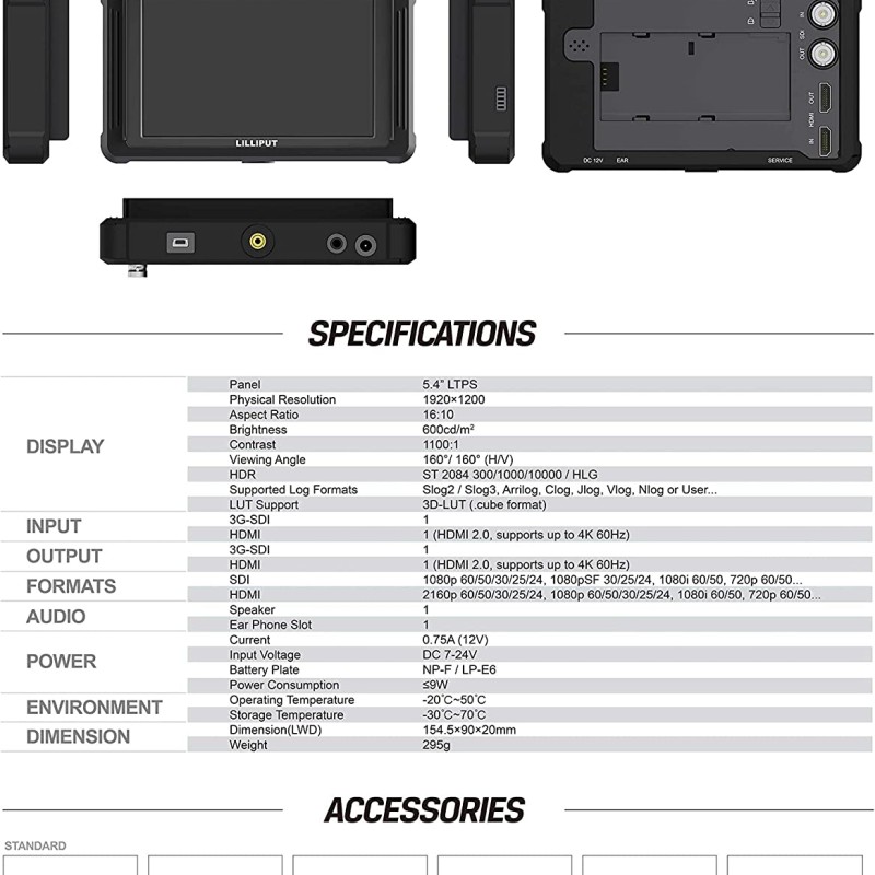 Lilliput FS5-B 5.4" HDMI 2.0/3G-SDI On-Camera Monitor