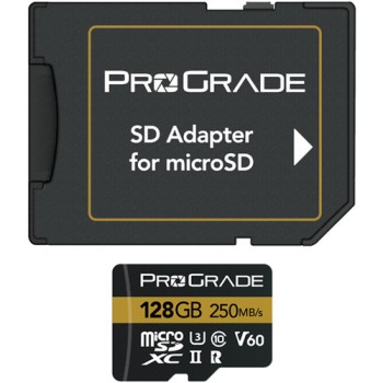 ProGrade Digital 128GB UHS-II V60 microSDXC Memory Card with SD Adapter