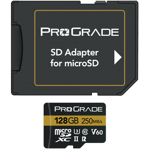 ProGrade Digital 128GB UHS-II V60 microSDXC Memory Card with SD Adapter