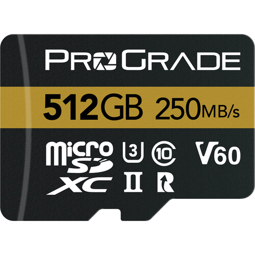 ProGrade Digital 512GB UHS-II V60 microSDXC Memory Card with SD Adapter