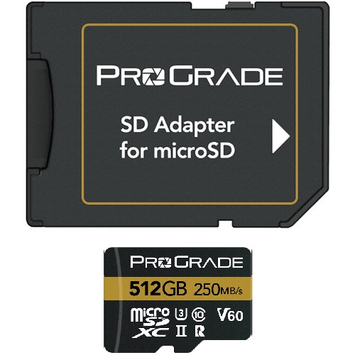 ProGrade Digital 512GB UHS-II V60 microSDXC Memory Card with SD Adapter