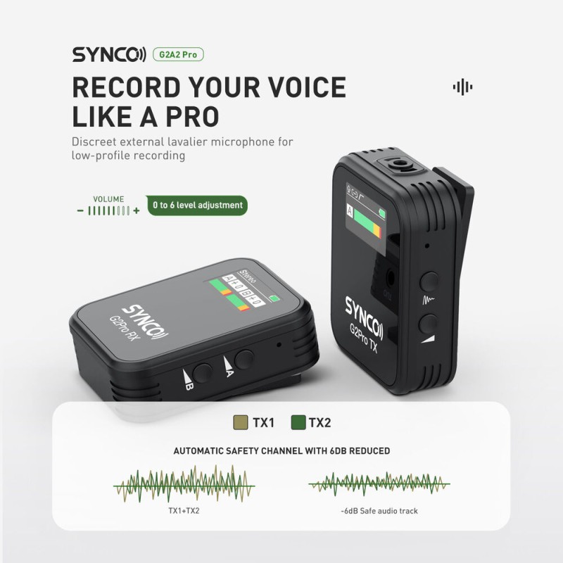 Synco WAir-G2-A2 PRO 2-Person Wireless Microphone System for Cameras and Smartphones (2.4 GHz)
