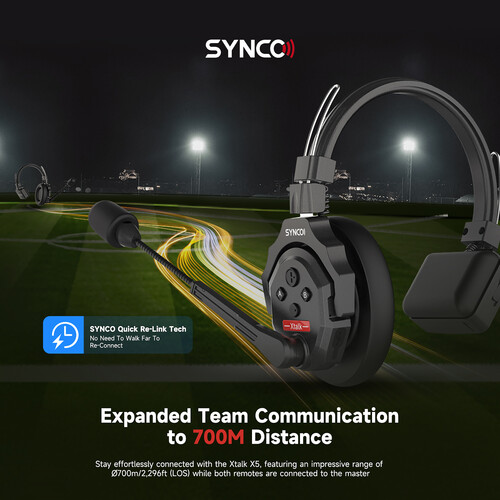 Synco X-Talk X3 Wireless Intercom System with 3 Single-Ear Headsets (2.4 GHz)