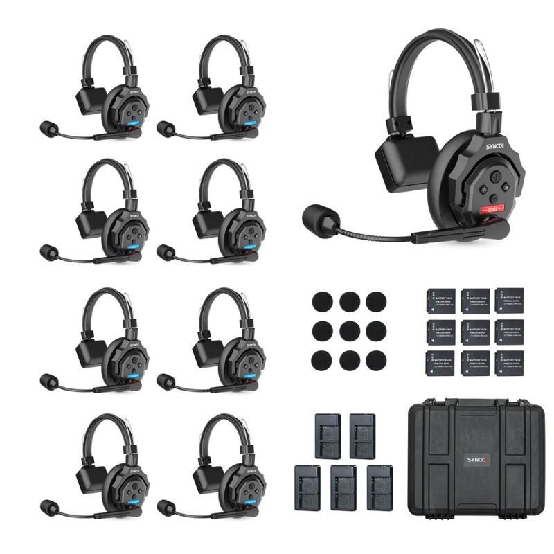Synco X-Talk X9 Wireless Intercom System with 9 Single-Ear Headsets (2.4 GHz)
