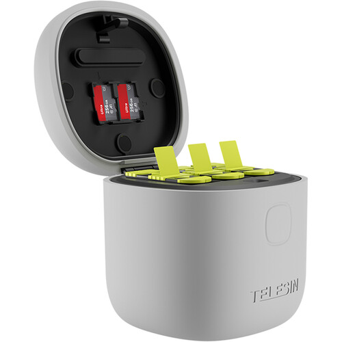 TELESIN 3 Slots Battery Charger Storage Box Tf Card Reader Case With 3 Pcs Full Decoded Batteries For Gopro Hero9/10