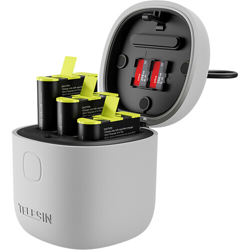 TELESIN 3 Slots Battery Charger Storage Box Tf Card Reader Case With 3 Pcs Full Decoded Batteries For Gopro Hero9/10