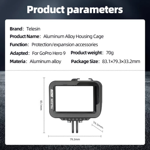 TELESIN Aluminum Cage for GoPro HERO9/HERO10