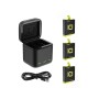 TELESIN 3 Slots Battery Charger Storage Box With 3 Pcs Full Decoded Batteries Set For Gopro Hero 9/10