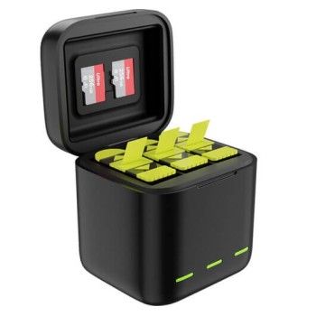 TELESIN 3 Slots Battery Charger Storage Box With 3 Pcs Full Decoded Batteries Set For Gopro Hero 9/10