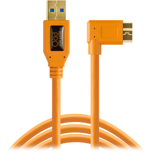 Tether Tools USB 3.0 Type-A Male to Micro-USB Right-Angle Male Cable CU61RT15-ORG