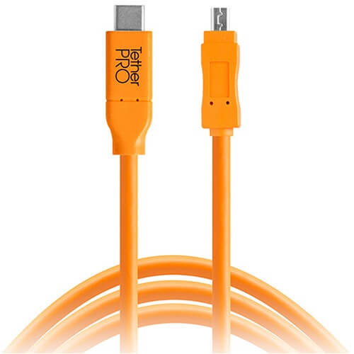 Tether Tools TetherPro USB Type-C Male to 8-Pin Mini-USB 2.0 Type-B Male Cable 4.5m Orange