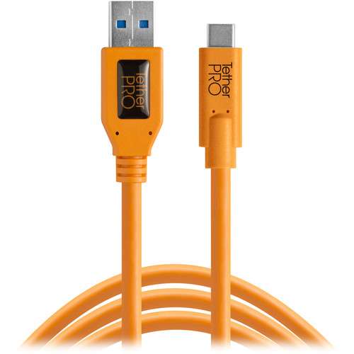 Tether Tools TetherPro USB Type-C Male to USB 3.0 Type-A Male Cable CUC3215-ORG
