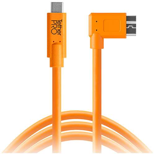 Tether Tools TetherPro USB Type-C Male to Micro-USB 3.0 Type B Male Cable 4.8m, Right-Angle CUC33R15-ORG