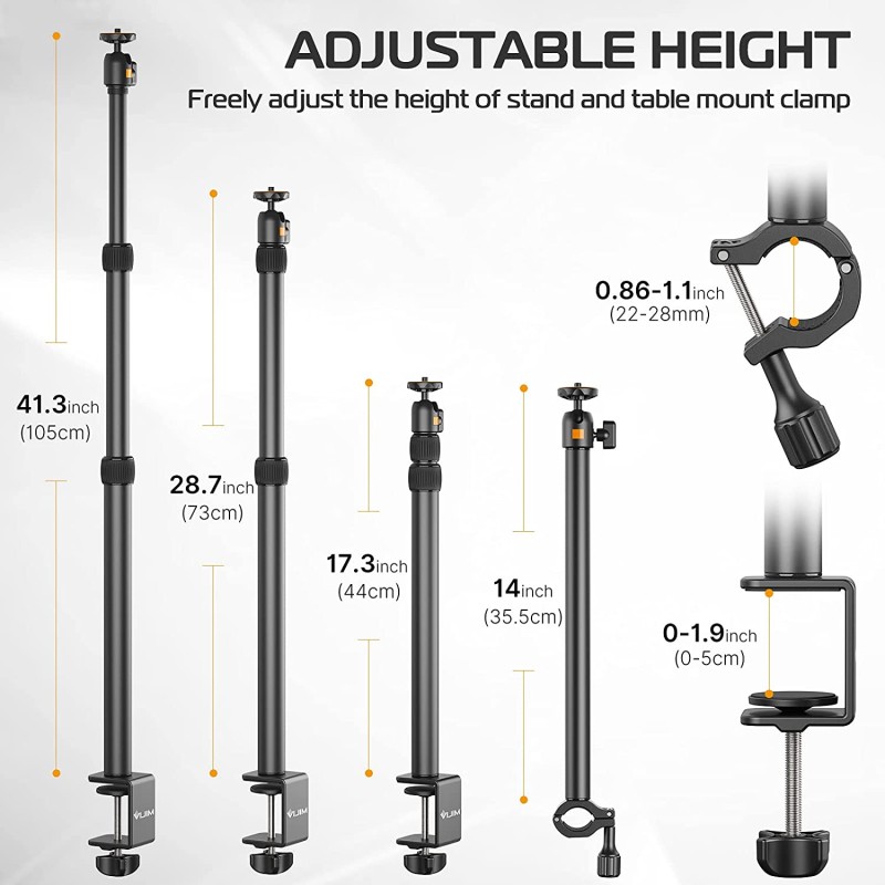 VIJIM LS02 Camera Desk Mount Stand With Auxiliary Holding Arm