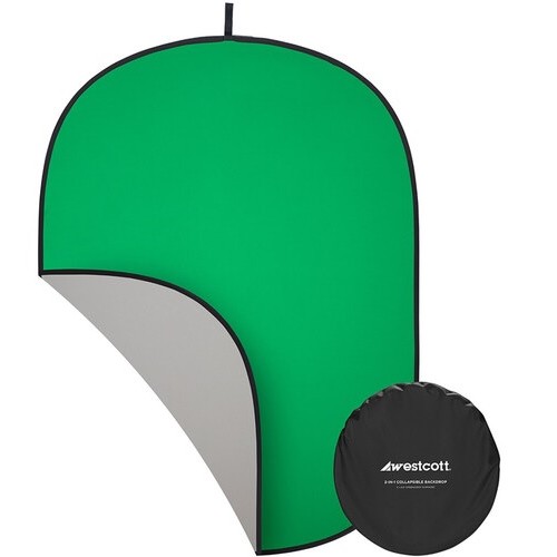 Westcott Collapsible 2-in-1 Gray and Green Screen Backdrop 152 x 198cm