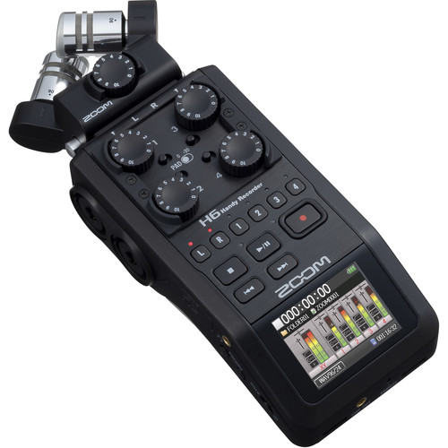 Zoom H6 All Black 6-Input / 6-Track Portable Handy Recorder with Single Mic Capsule Black