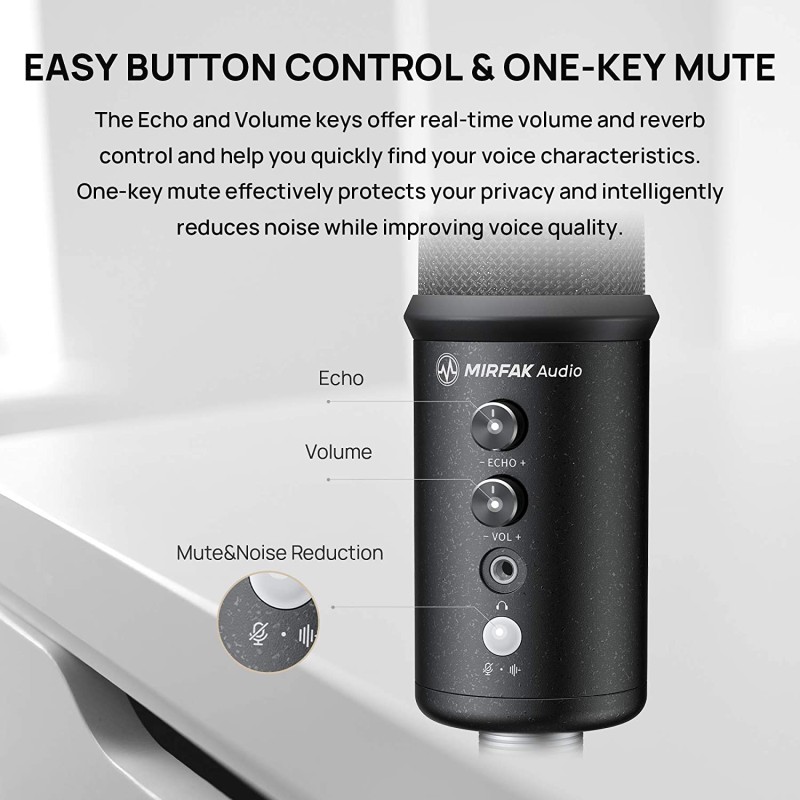 Mirfak Audio TU1 USB Desktop Microphone Pop-Filter & Tripod Stand