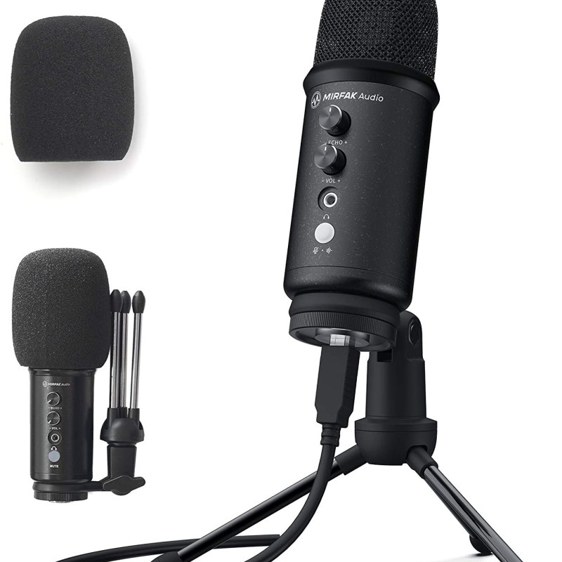 Mirfak Audio TU1 USB Desktop Microphone Pop-Filter & Tripod Stand