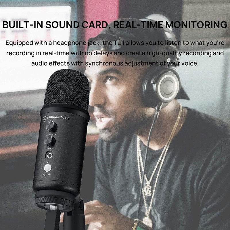 Mirfak Audio TU1 USB Desktop Microphone Pop-Filter & Tripod Stand