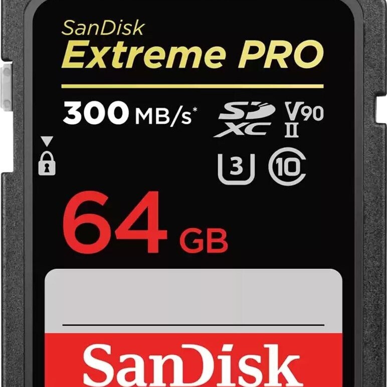 SanDisk 64GB Extreme PRO v90 UHS-II SDXC Memory Card W260 R300mb