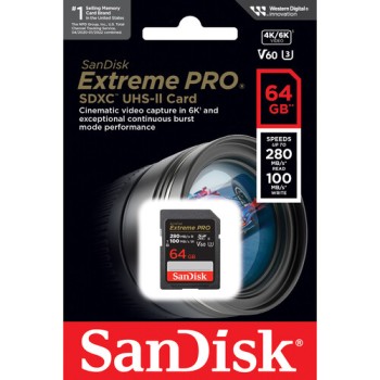 SanDisk 64GB Extreme PRO v60 UHS-II SDXC Memory Card