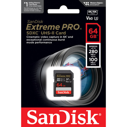 SanDisk 64GB Extreme PRO v60 UHS-II SDXC Memory Card
