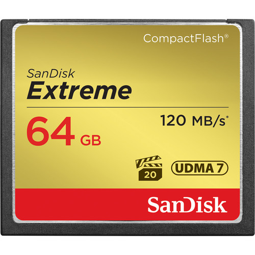 SanDisk Extreme 64GB CompactFlash Memory Card  120 MB/s
