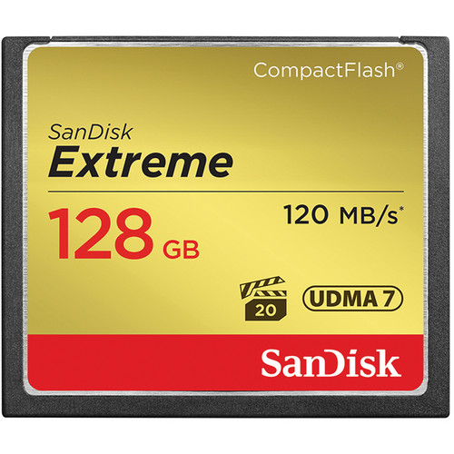 SanDisk Extreme 128GB CompactFlash Memory Card  120 MB/s
