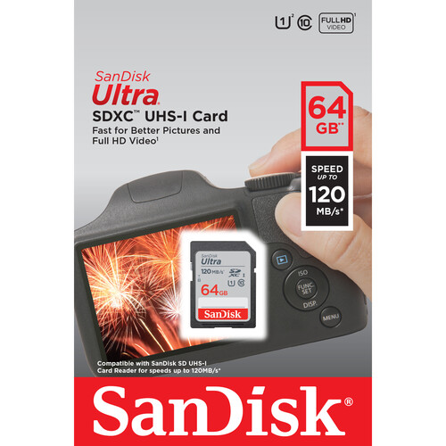 SanDisk 64GB Ultra UHS-I SDHC Memory Card Class 10