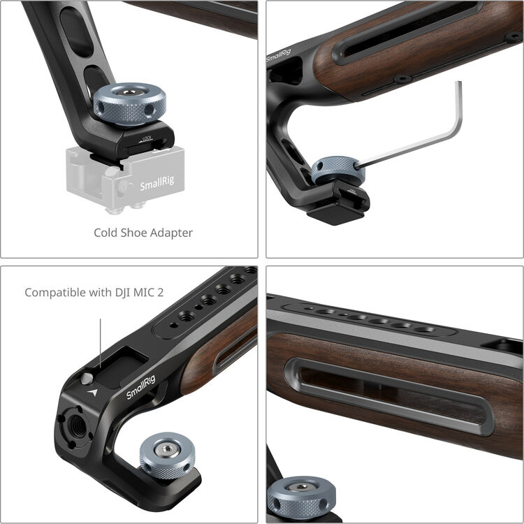 SmallRig 5250 Wooden Top Handle with Cold Shoe Mount