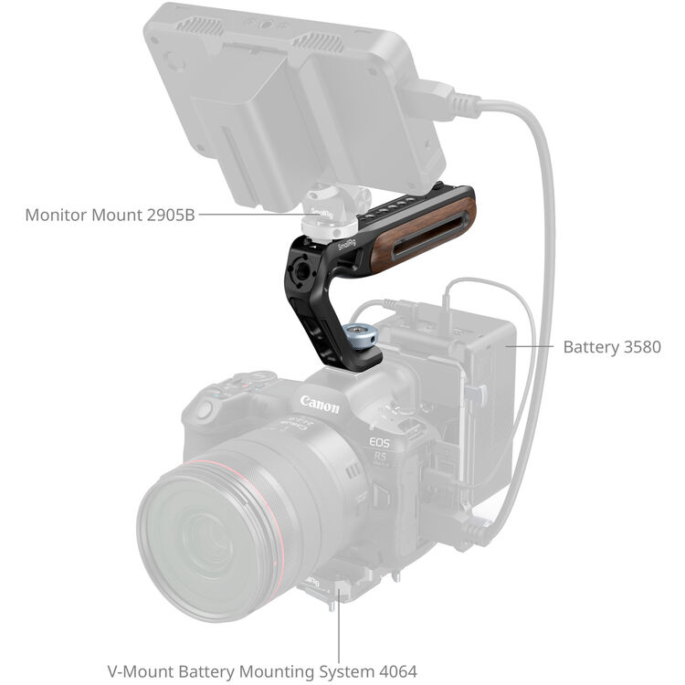 SmallRig 5250 Wooden Top Handle with Cold Shoe Mount