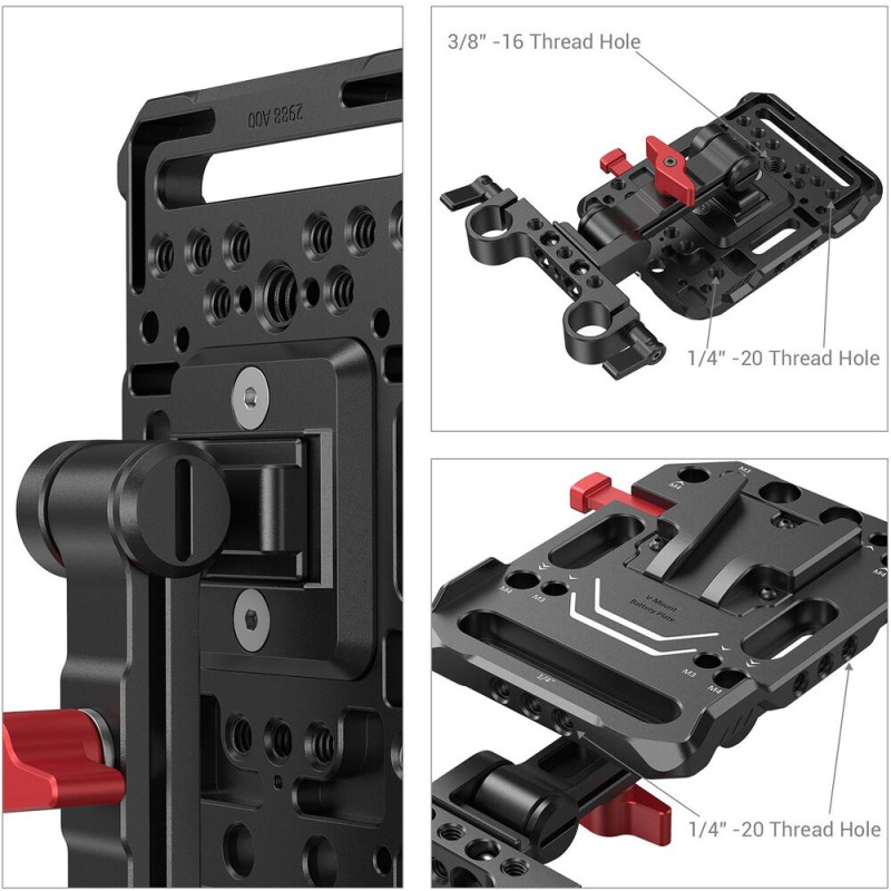 SmallRig 2991 V-Lock Battery Plate with 15mm Rod Clamp & Adjustable Arm