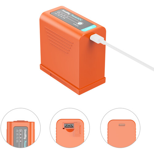 SmallRig L-Series / NP-F970 USB-C Battery (10,500mAh / 76.3Wh, Orange)