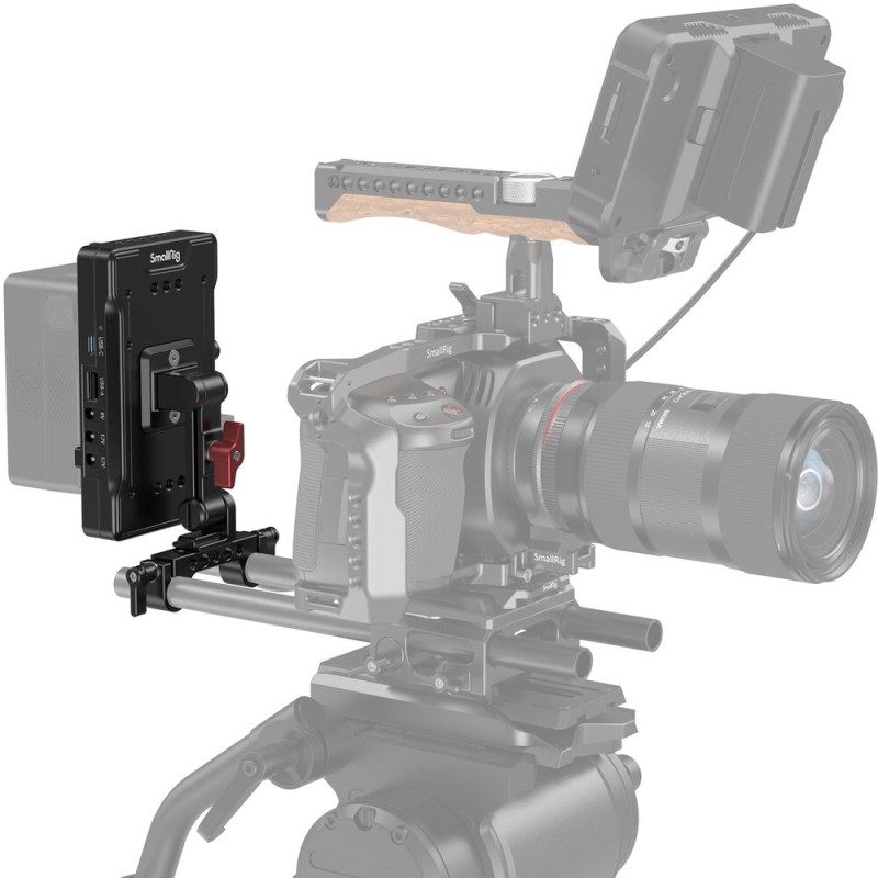 SmallRig 3204B V-Mount Battery Adapter Plate with 15mm LWS Rod Clamp & Adjustable Arm