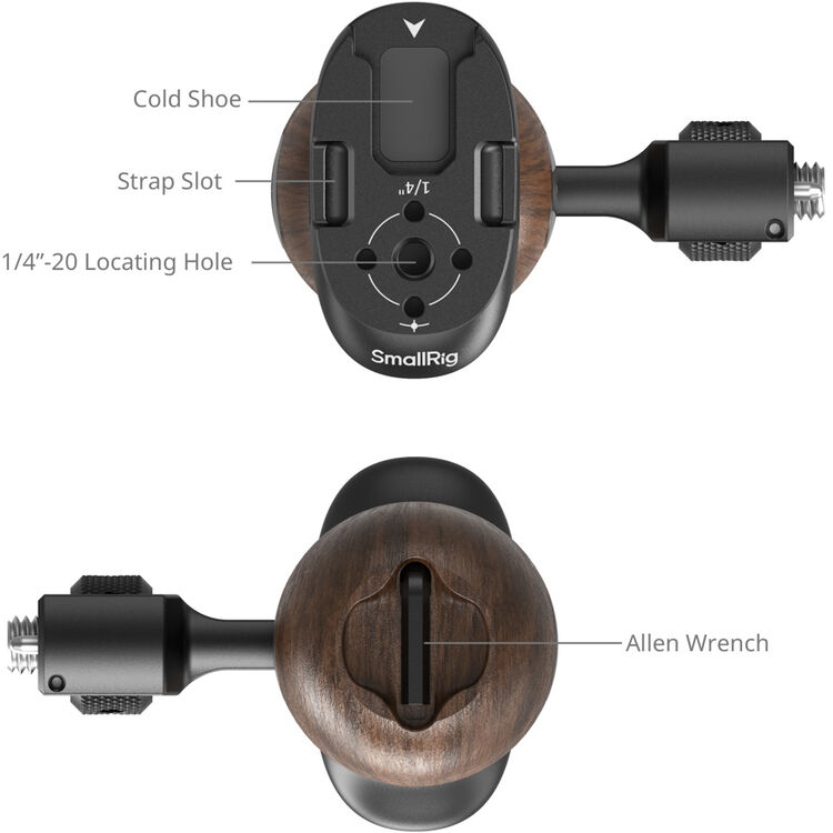 SmallRig 5238 Wooden Side Handle with Two-in-One