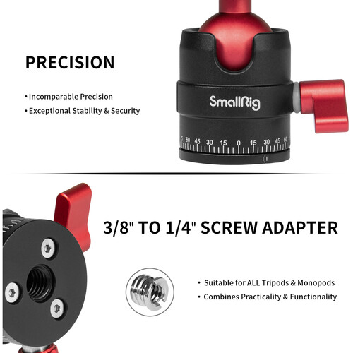 SmallRig 3034 Aluminum Panoramic Ball Head with Quick Release Plate