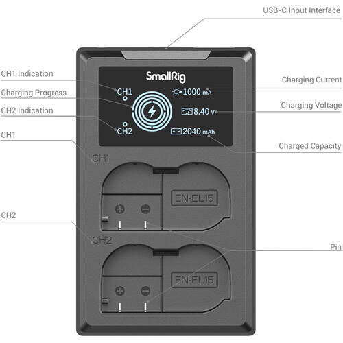 SmallRig EN-EL15 2-Battery Kit with Dual Charger