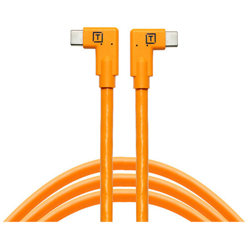 Tether Tools TetherPro Dual Right-Angle USB-C Cable (4.6m, High-Visibility Orange) CUC15RT2RT-ORG