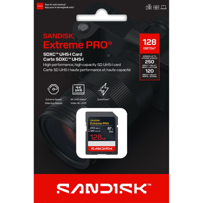 SanDisk 128GB Extreme PRO UHS-I SDXC Memory Card 200MB